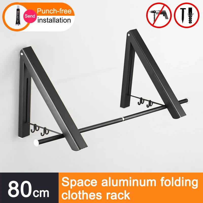 Space Saver Foldable Wall Clothes Aluminum Rack - Image 12