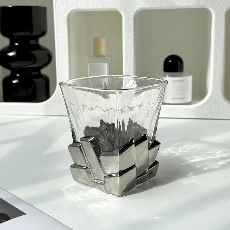 Geometric Onyx Base Glass Cup - Image 4