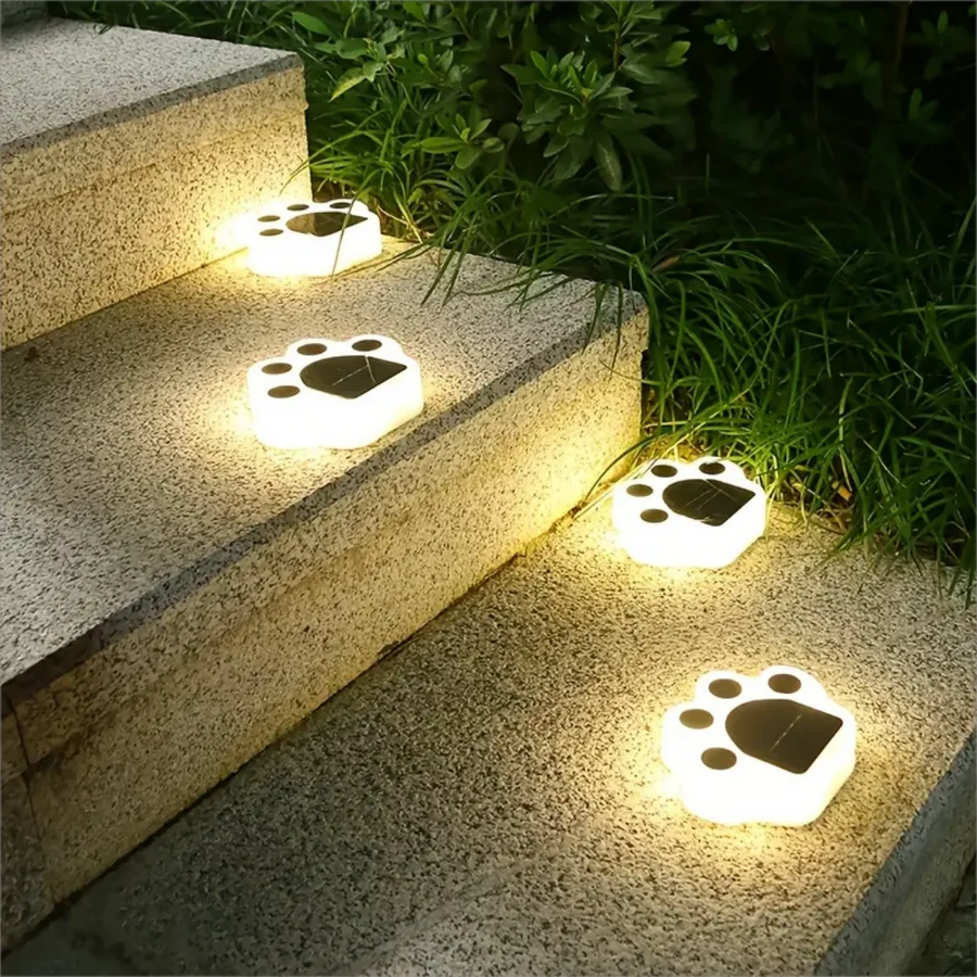 Glowing Paw LED Solar Pathway Outdoor Lights - Image 0