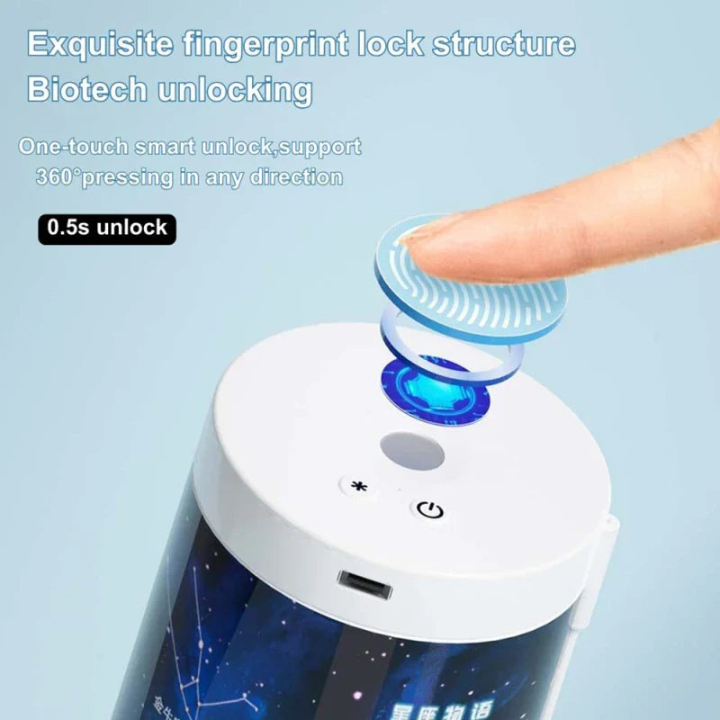 Fingerprint Lock Double Layer Cylindrical Pencil Case - Image 3