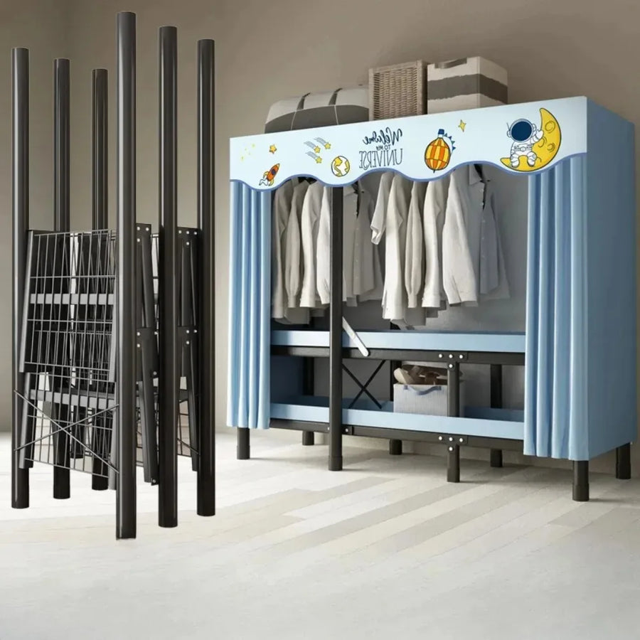 No-Assembly Protective Curtain Foldable Oxford Cloth Wardrobe - Image 0