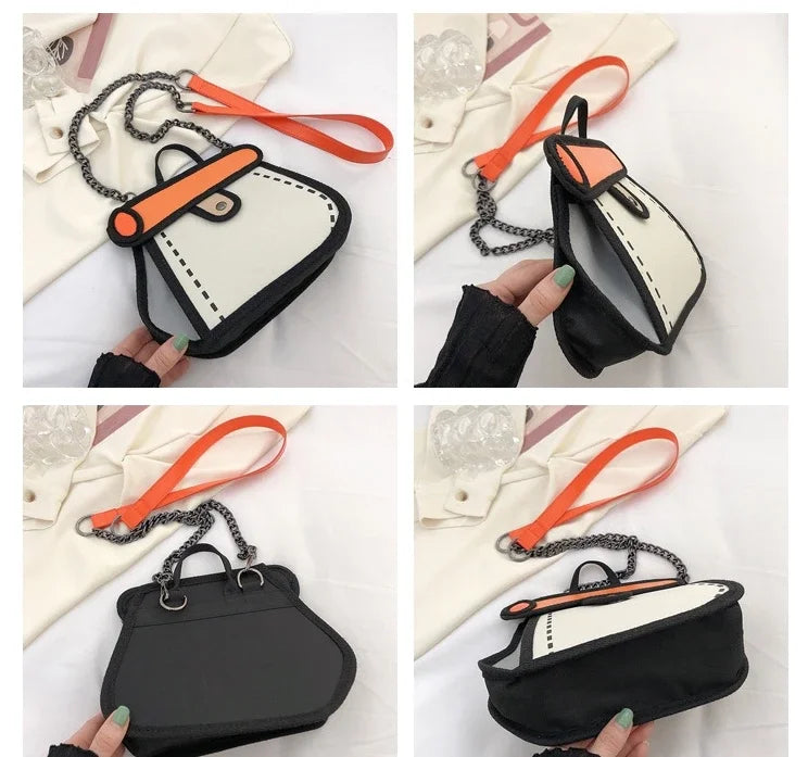 2D Canvas Texture Crossbody Bag - Image 11