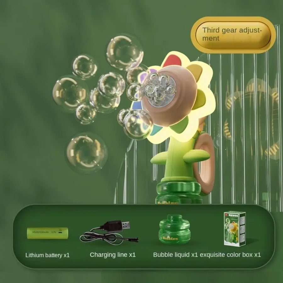 Electric Sunflower-Shaped Portable Kids Fun Bubble Maker Toy - Image 13