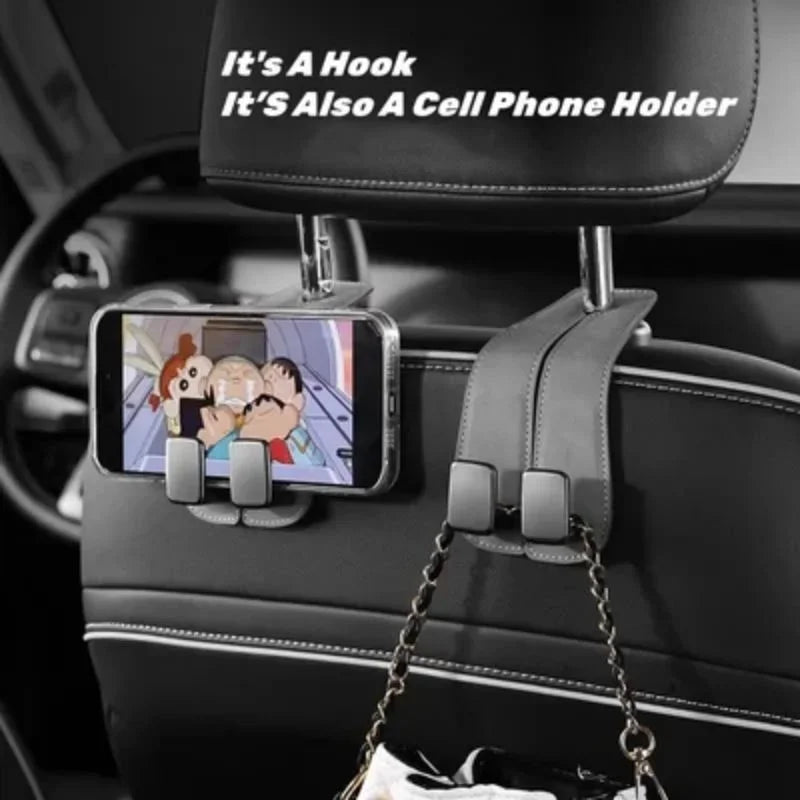 Double Hook Car Back Seat Organizer Leather Hooks - Image 2