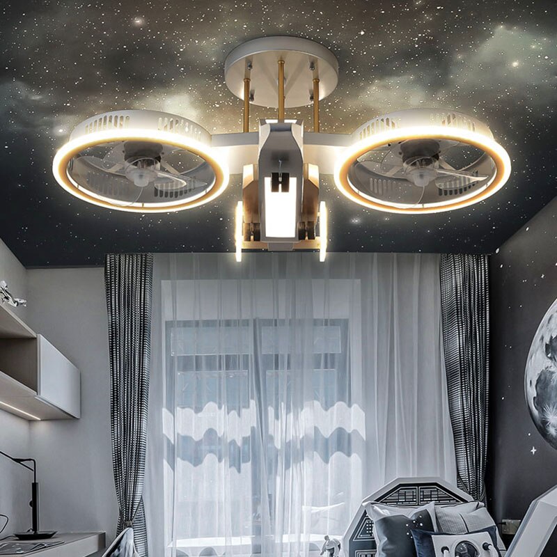 Futuristic Helicopter LED Ceiling Fan Lamp - Image 1