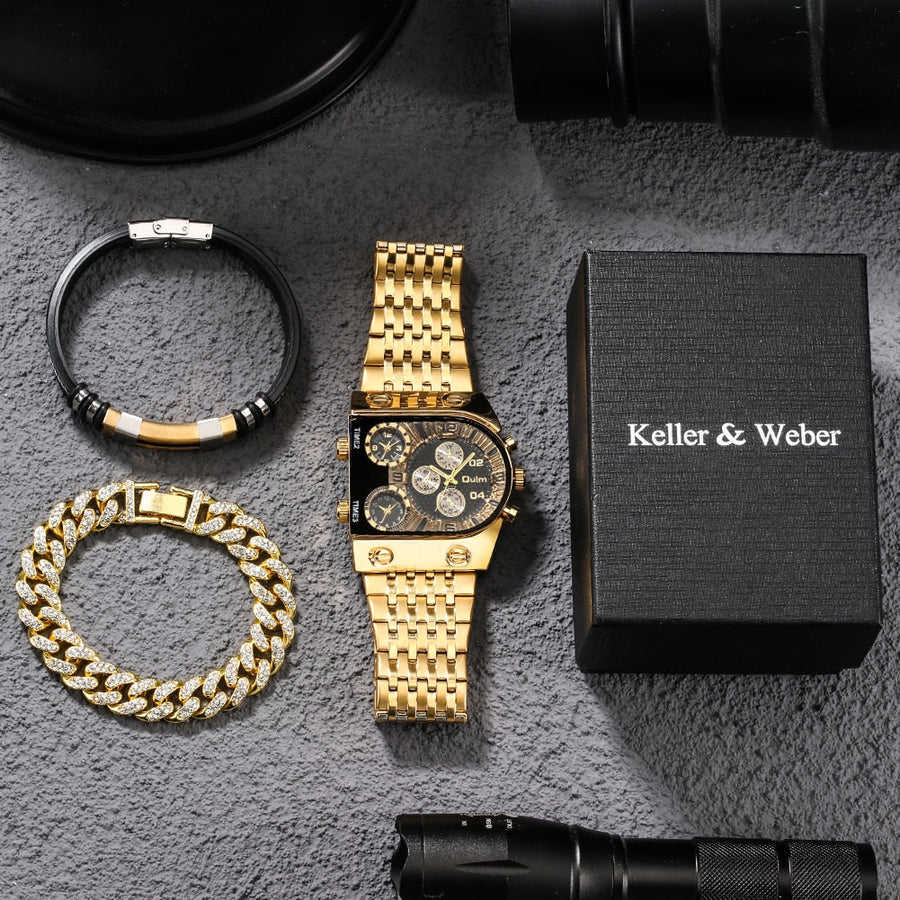 Big Dial Watch Quartz Business Men Gift Set - Image 1