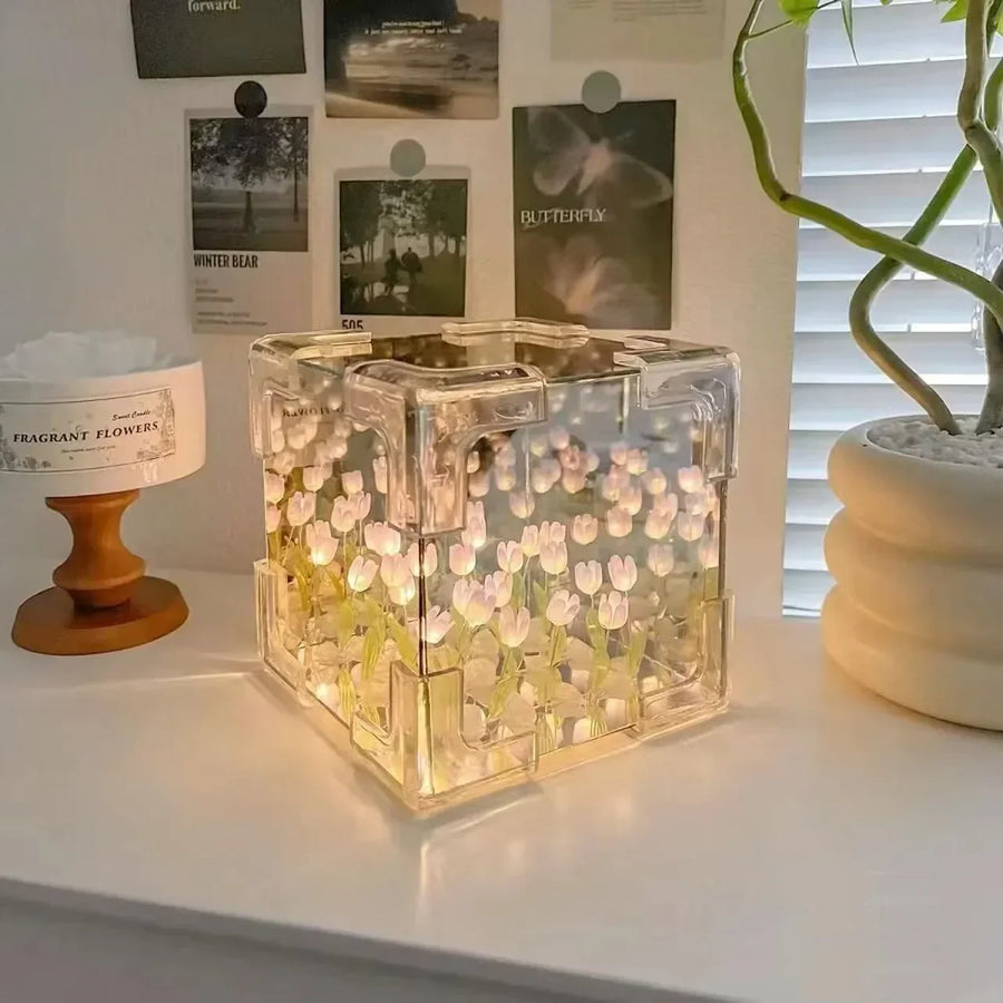 3D Tulip DIY Flower Cube Night Lamp - Image 1