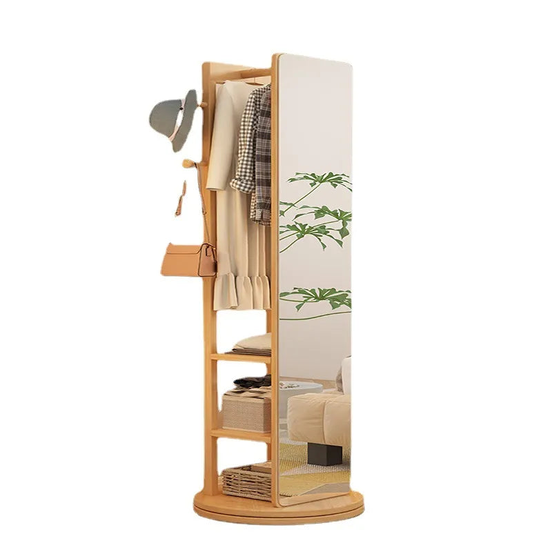 Rotatable Full-Body Mobile Mirror Coat Organizer - Image 9