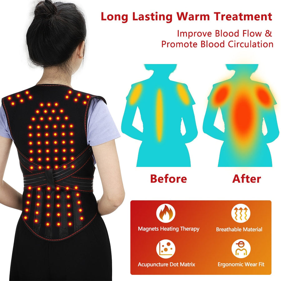 Self-Heating Magnetic Back Support Massager - Image 1
