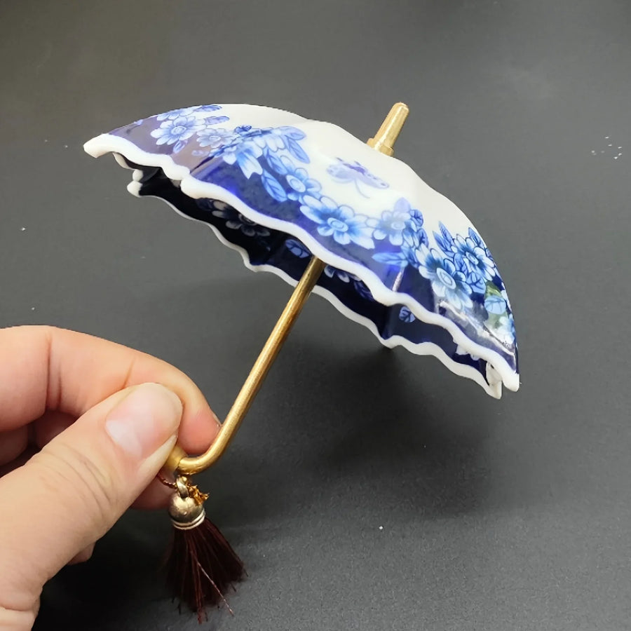 Traditional Floral Ceramic Umbrella Tea Strainer - Image 6