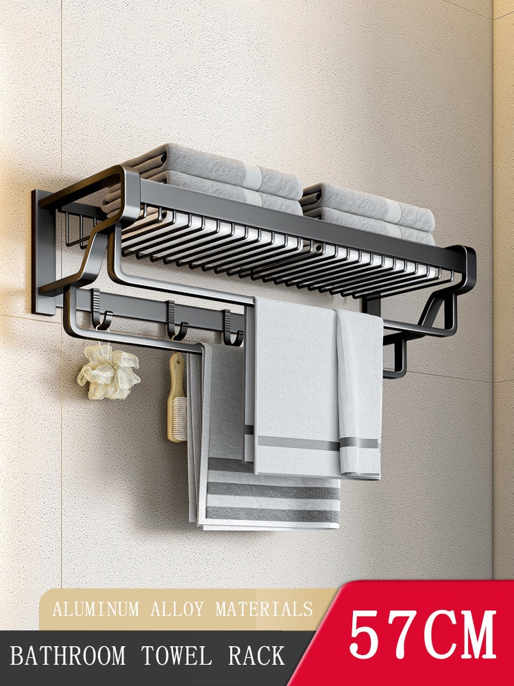 Luxe Wall-Mounted Towel Station Bathroom Organizer - Image 3