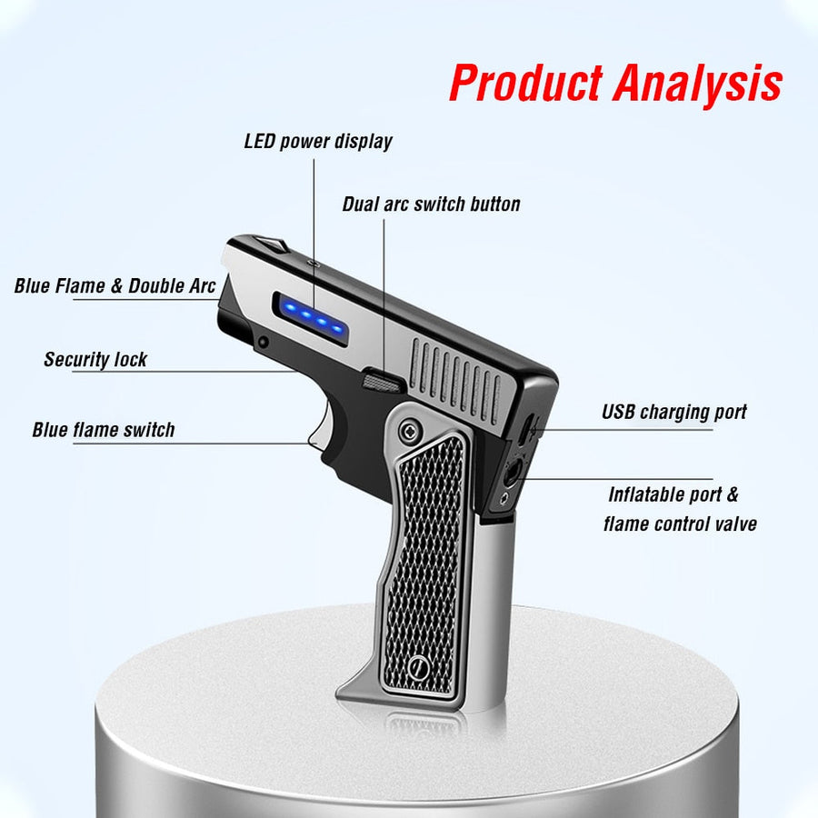 Windproof Gun Shape Jet Spark Flame Lighter - Image 9
