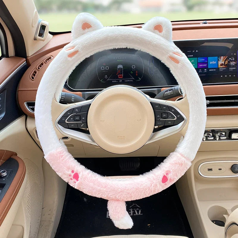 Soft Winter Animal Plush Steering Wheel Cover - Image 5
