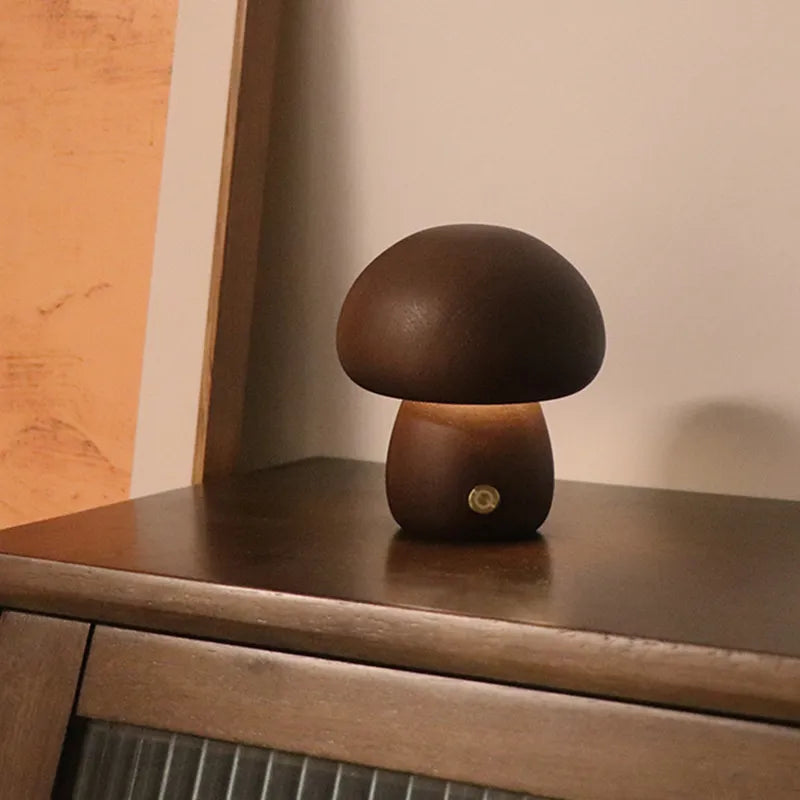 Touch Switch Wooden Mushroom LED Night Lamp - Image 7