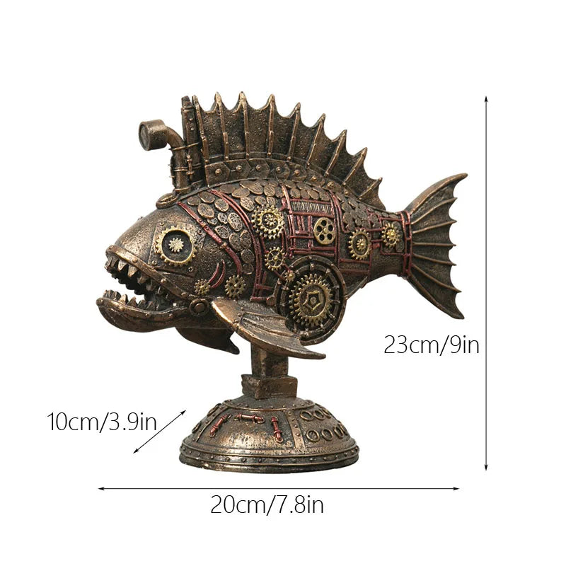 Steampunk Mechanical Blackfish Figurine - Image 5