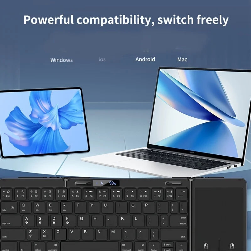 Foldable RGB Wireless Built-in Touchpad Backlit Travel Keyboard - Image 1