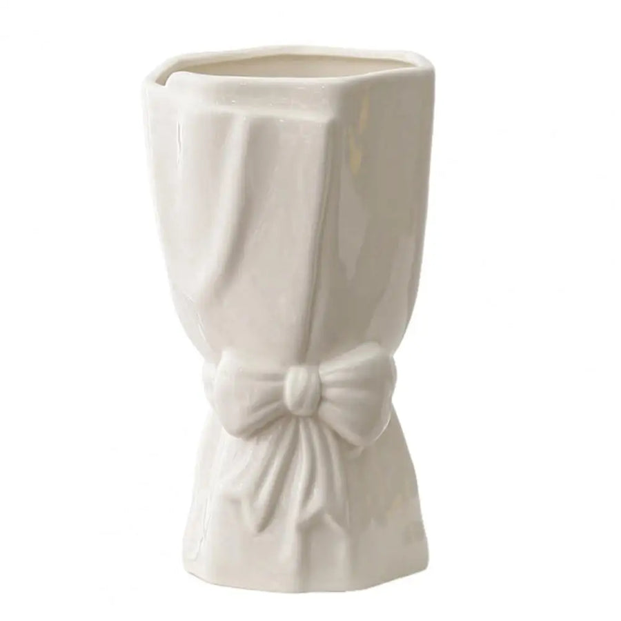 Ribbon Bow Ceramic Tabletop Flower Vase - Image 6