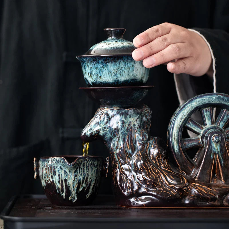 Rotating Handcrafted Tea Ceremony Set - Image 2