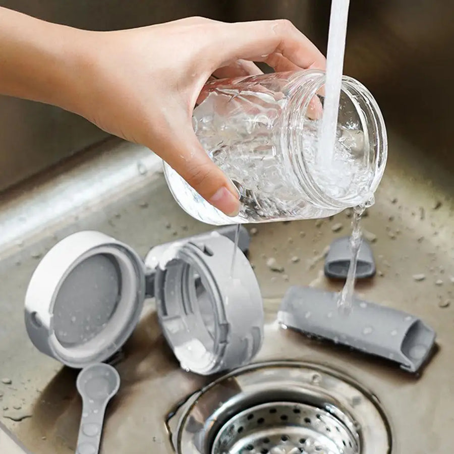Transparent Glass Lockable Airtight Seasoning Jar with Spoon - Image 10