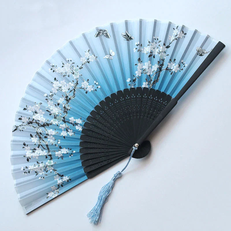 Traditional Japanese Style Floral Hand Fan - Image 15
