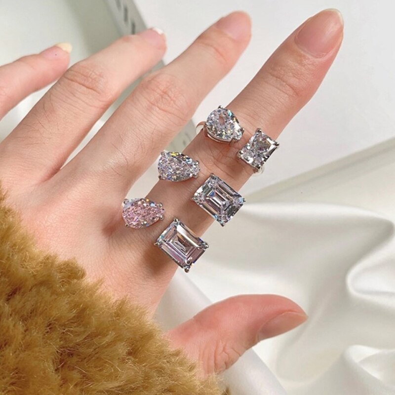 Water Drop Zircon Chic Adjustable Ring - Image 1