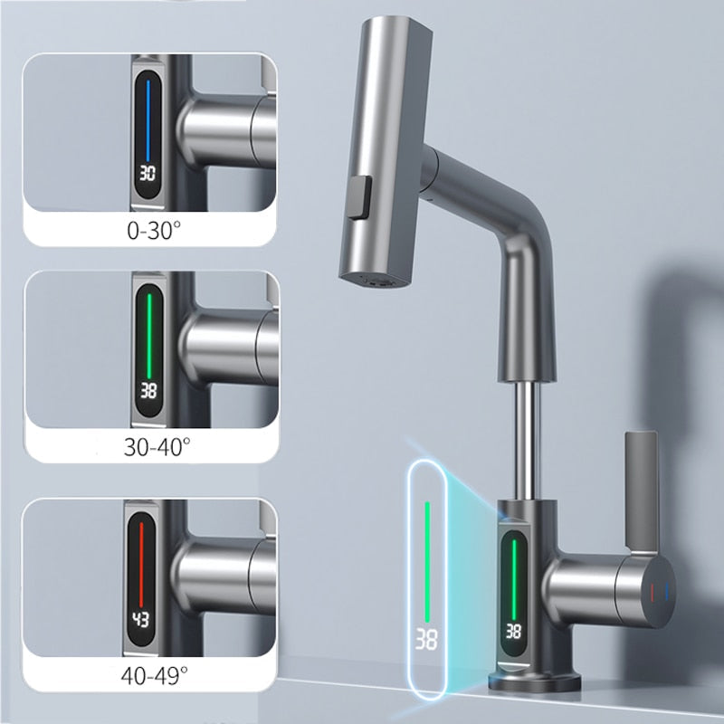 Modern Sleek Waterfall Temperature Display Faucet - Image 8