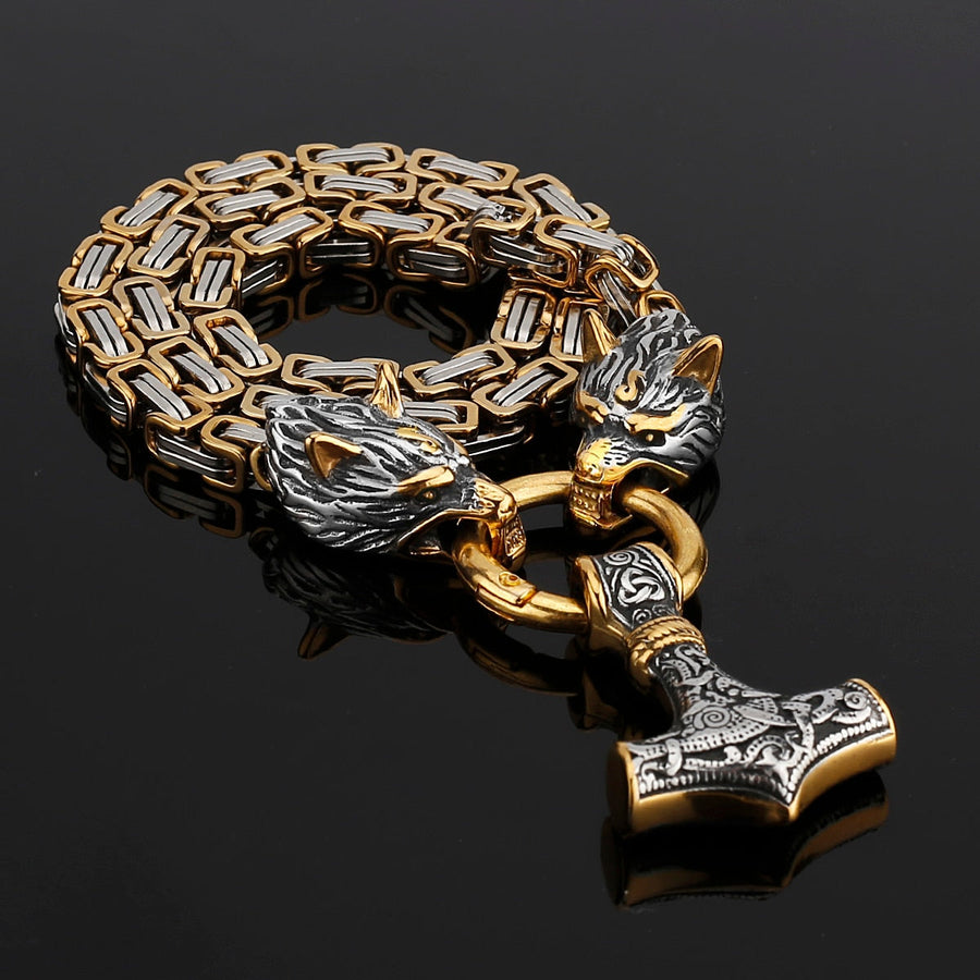 Nordic Viking Wolf Head Stainless Steel Necklace - Image 4