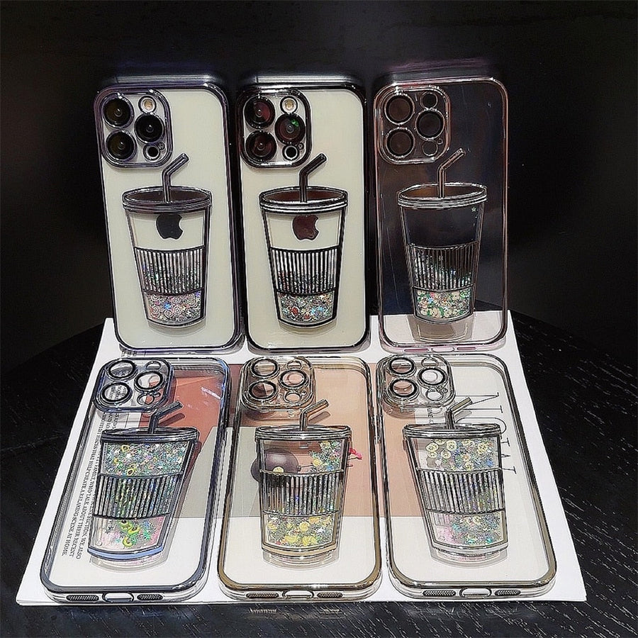 Glitter Star Drink Cup iPhone Case - Image 1