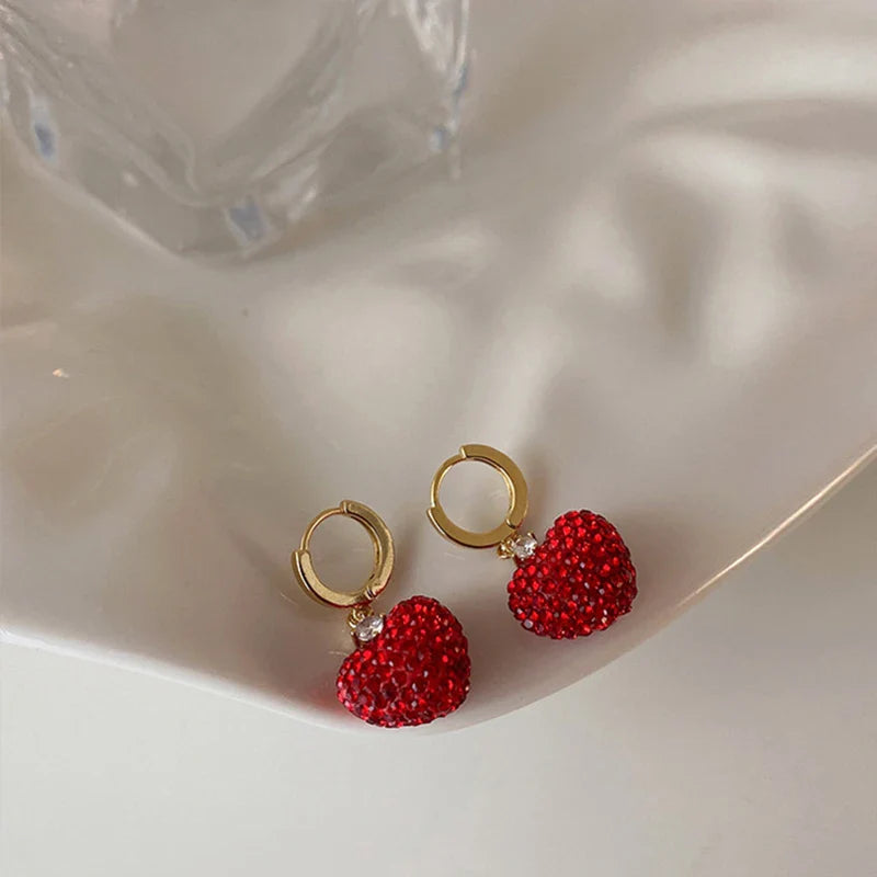 Red Romance European Style Heart Earrings - Image 2