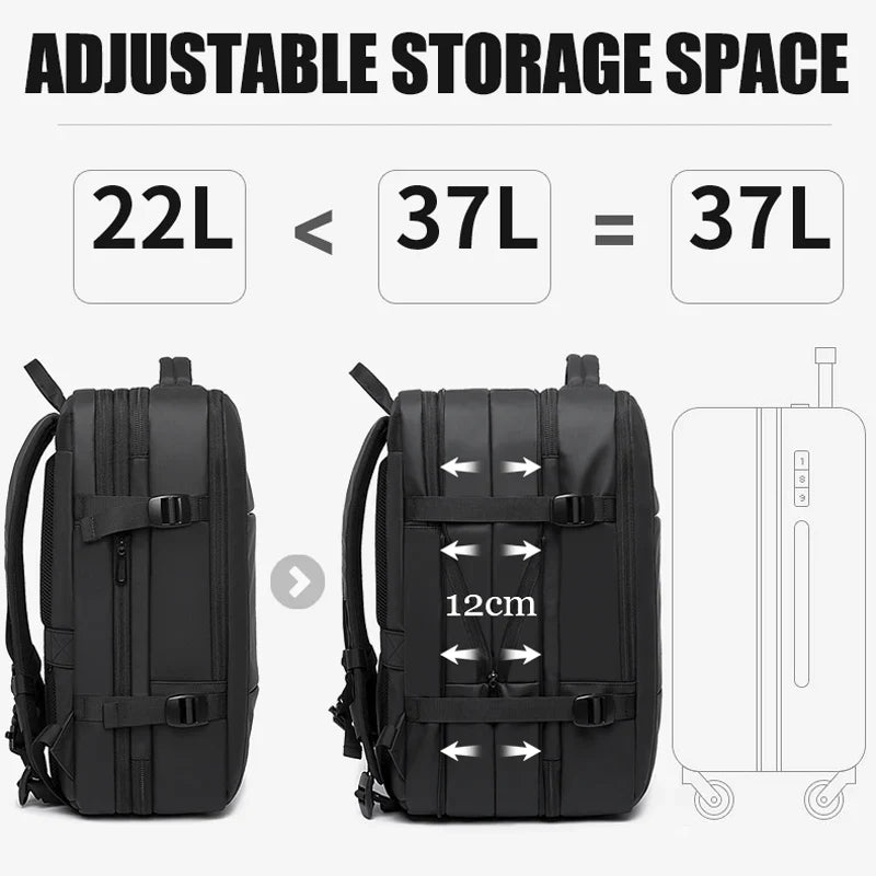 Modern Style Expandable Smart Large Waterproof Travel Backpack - Image 2