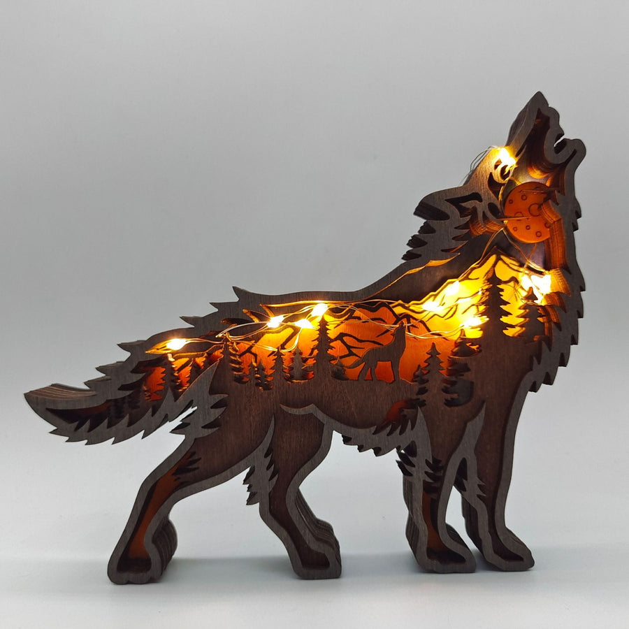 Nightglow Wooden Craft Wolf Decor - Image 1