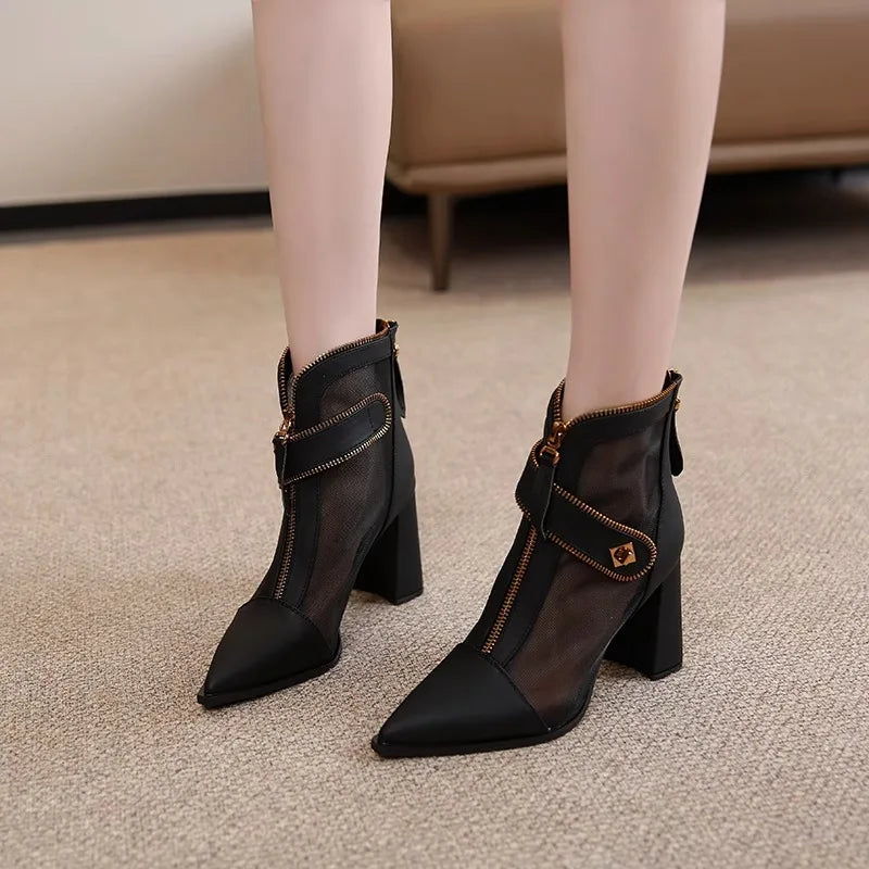 Heel Breeze Stylish Mesh Ankle Women Boots - Image 0