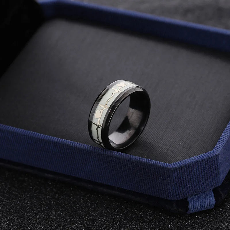 Heart Beat Titanium Steel Couple Rings - Image 7