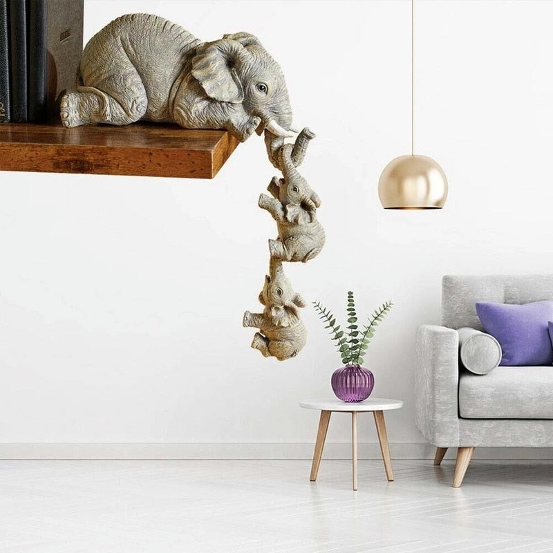 Elephant Family Cute Resin Home Decor - Image 1