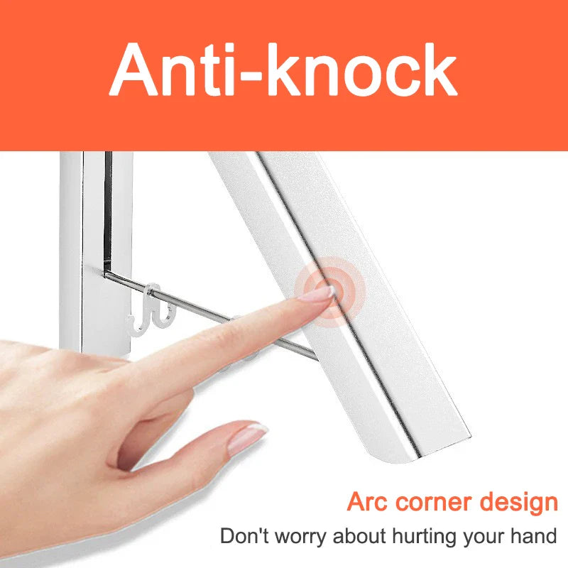 Space Saver Foldable Wall Clothes Aluminum Rack - Image 4