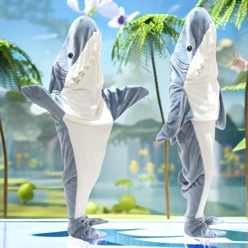 Snuggly Shark Cozy Hooded Onesie Blanket - Image 1