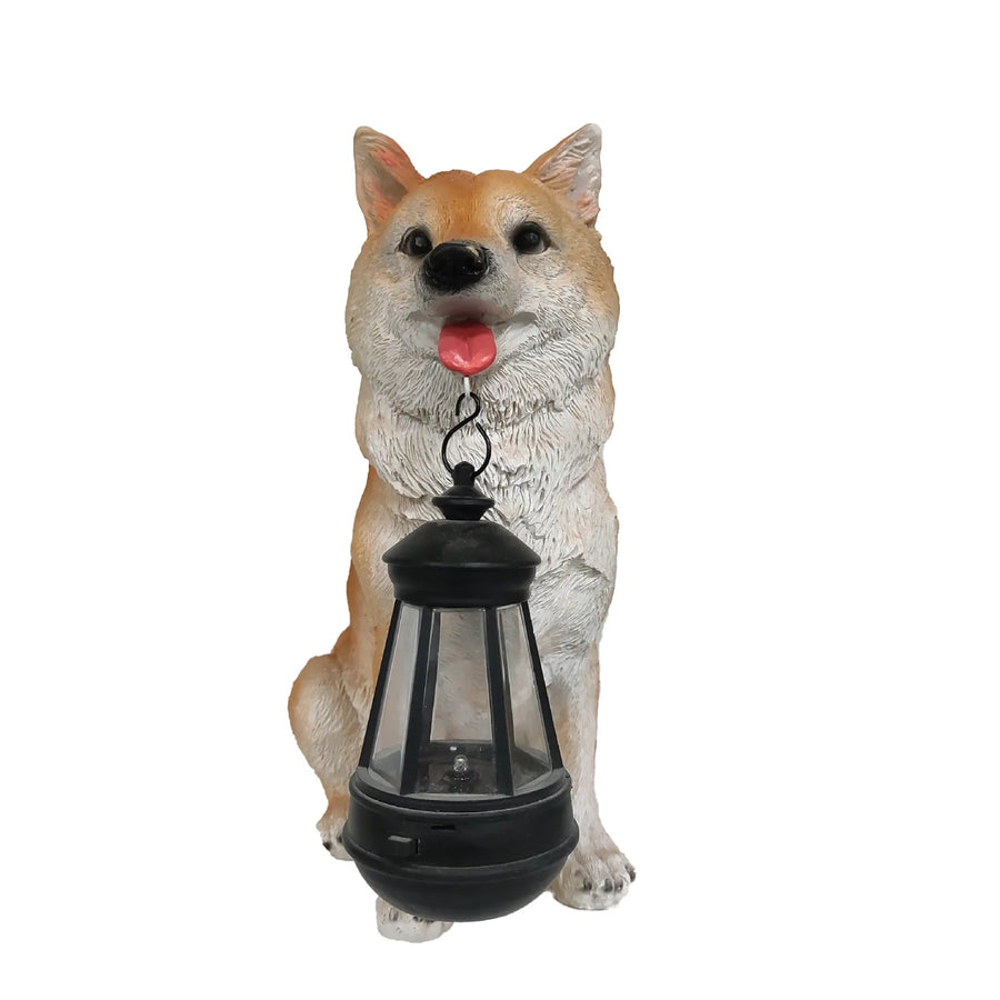 Solar-Powered Outdoor Resin Dog Statue Lamp - Image 10