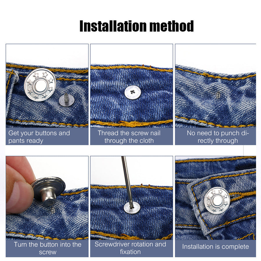 10Pcs Snap-On Seamless Metal Button Set - Image 4