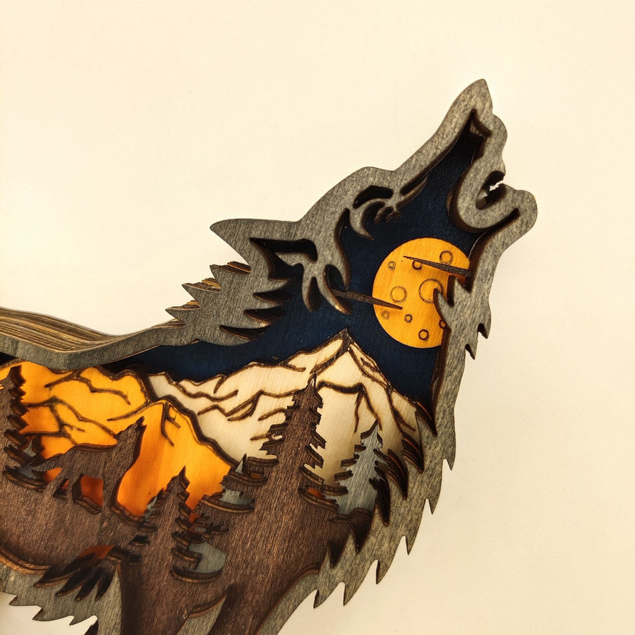 Nightglow Wooden Craft Wolf Decor - Image 4