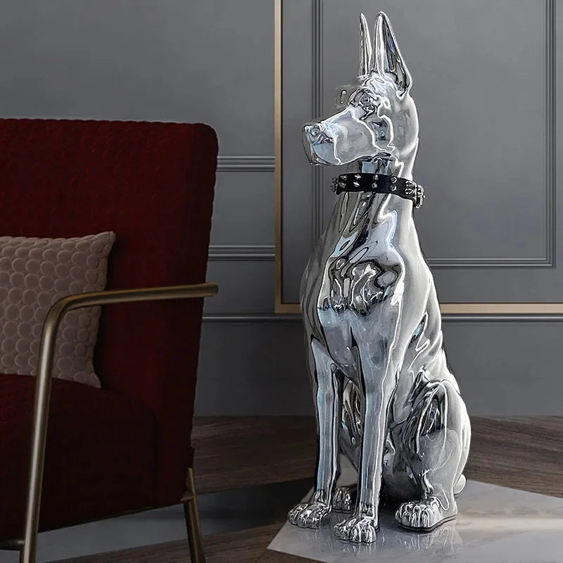 Shiny Doberman Elegant Floor Sculpture - Image 5