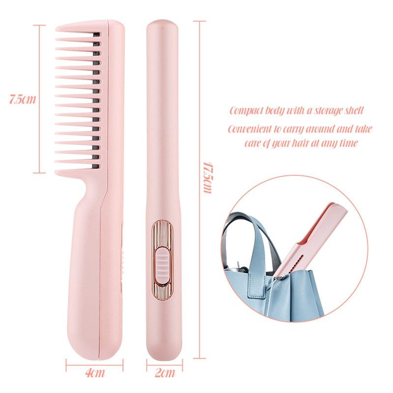 Mini Electric Hair Straightener Brush Comb - Image 4