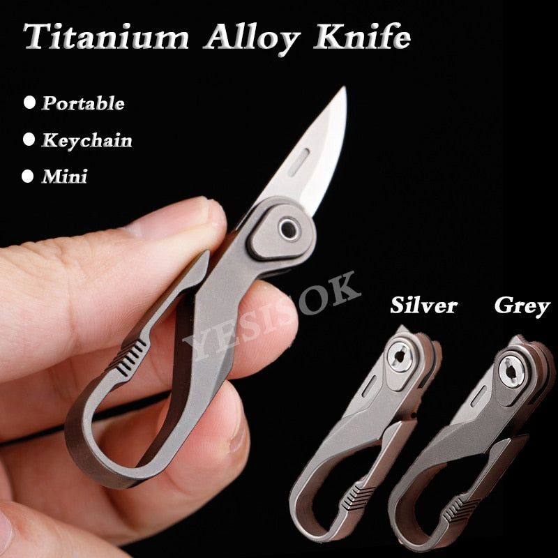 Mini Outdoor Foldable Titanium Knife Keychain - Image 2