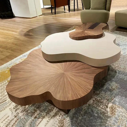 Artistic Bohemian Nature-Inspired Wooden Coffee Table - Image 0