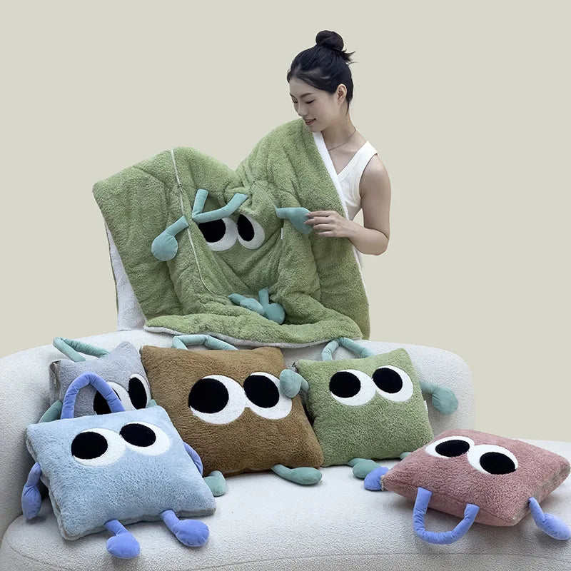 Cute Monster Portable Soft Throw Pillow Blanket - Image 5