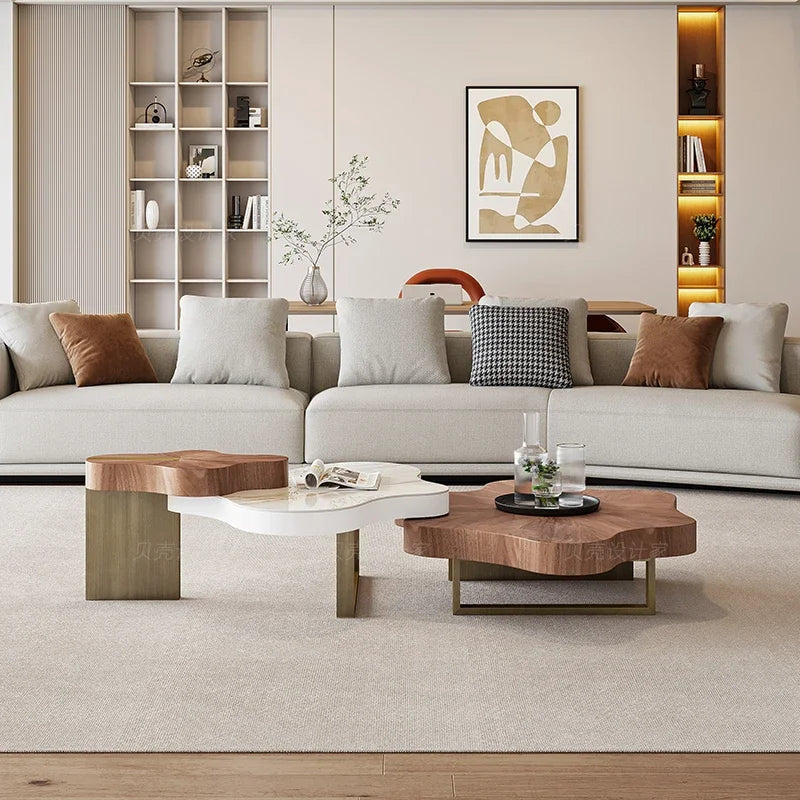 Artistic Bohemian Nature-Inspired Wooden Coffee Table - Image 4