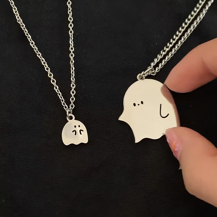 Cute Little Ghost Couple Necklace - Image 1