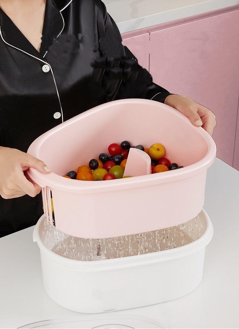 Manual Fruit Vegetable Washing Drainer Basket - Image 5