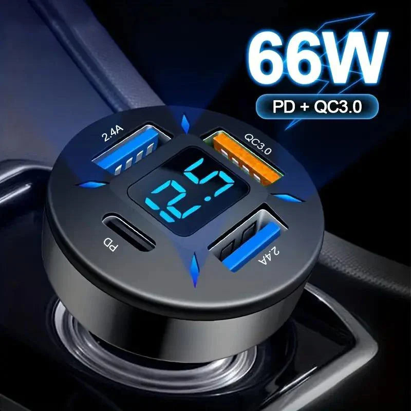 4-Port Digital Car Lighter Fast Charger - Image 5