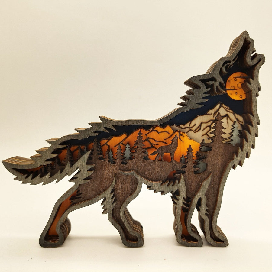 Nightglow Wooden Craft Wolf Decor - Image 2