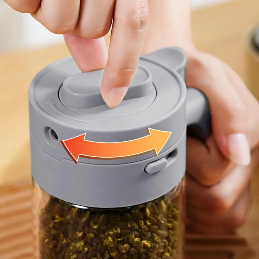 Transparent Glass Lockable Airtight Seasoning Jar with Spoon - Image 9